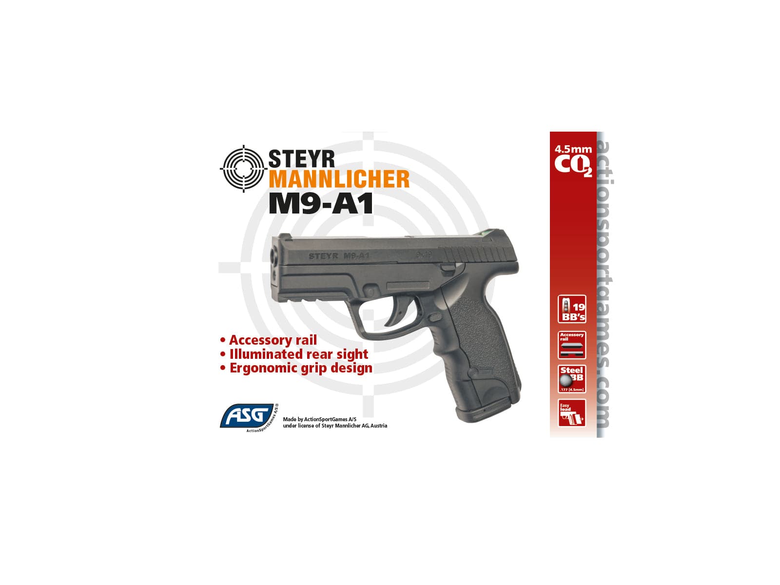 GUNMANSA ASG Steyr M9-A1 Gas Gun (Semi Auto|NBB|CO2|19 Rounds|407 FPS|2.7J|4.5mm BB) 16088