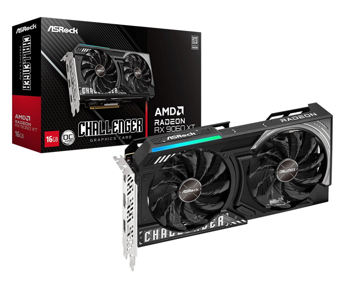 GUNMANSA ASROCK AMD Radeon RX 9060 XT Challenger 16GB OC 16GB GDDR6 PCI Express 5.0 x16 Graphics Card, RX9060XT CL 16GO