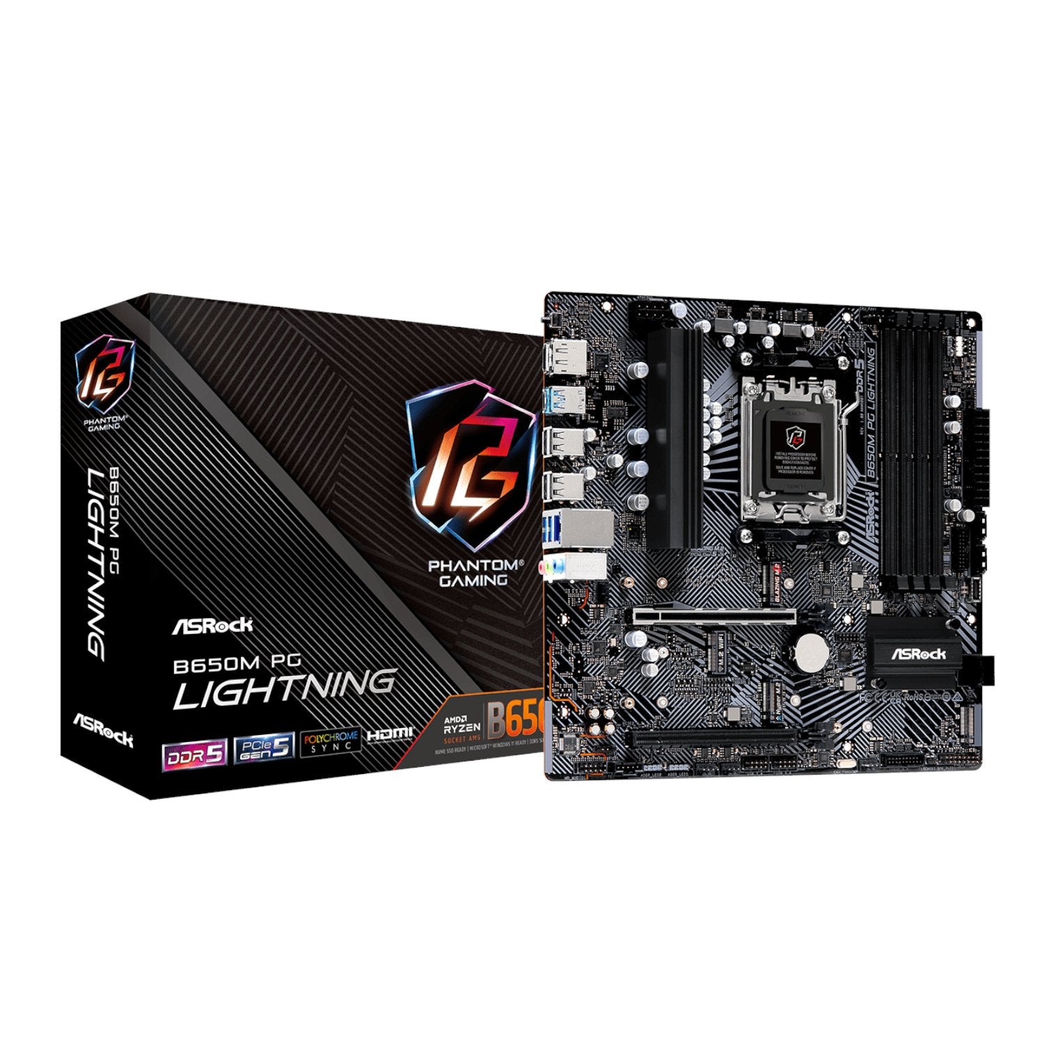 GUNMANSA ASRock B650M PG Lightning AMD AM5 Micro ATX Motherboard