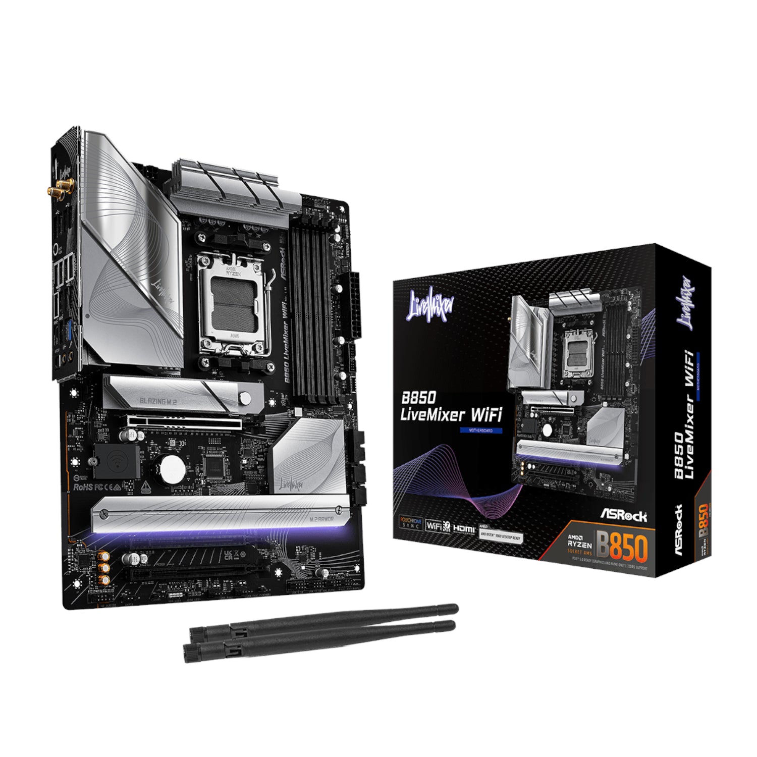 GUNMANSA ASRock B850 LiveMixer WiFi AM5 ATX Gaming Motherboard