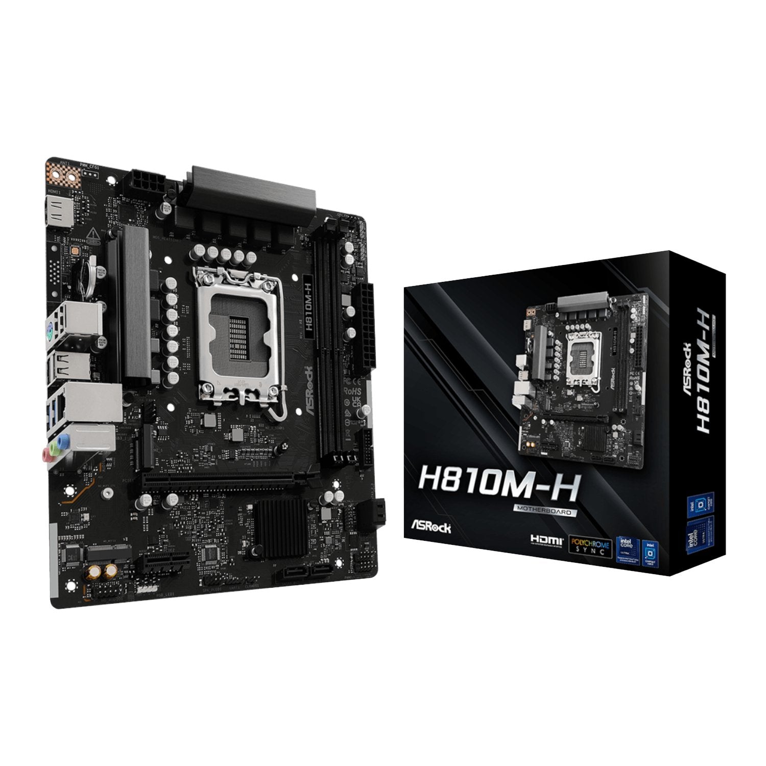 GUNMANSA ASRock H810M-H Intel LGA1851 Micro ATX Motherboard - Black