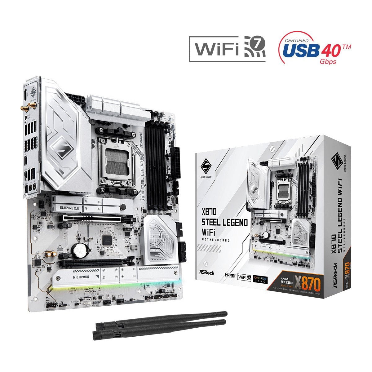 GUNMANSA ASRock X870 STEEL LEGEND WIFI Socket AM5/ AMD X870/ DDR5/ SATA3/ USB 4/ M.2/ ATX Motherboard