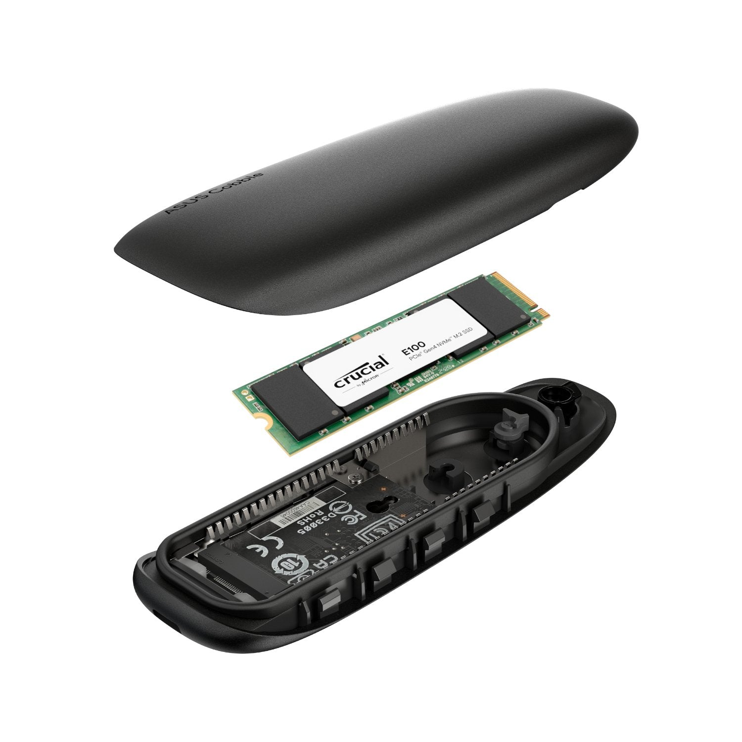 GUNMANSA Asus Cobble M.2 SSD Type-C Enclosure and Crucial E100 1TB NVMe Bundle - Black