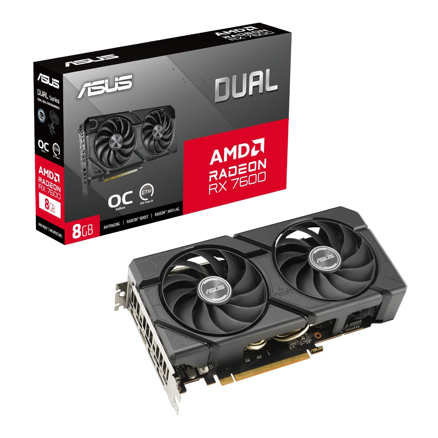 GUNMANSA ASUS Dual Radeon RX 7600 EVO OC Edition 8GB GDDR6 Graphics Card