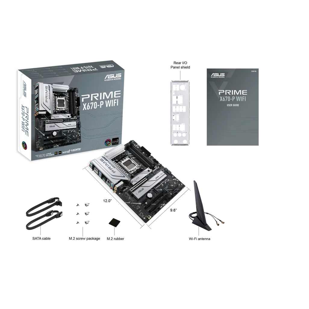 GUNMANSA ASUS Motherboard/ATX/AM5/4xDIMM/Max. 192GB/DDR5/1xDP/1xHDMI/3xPCIe4.0x16/1xPCIe3.0x1/3xM.2/ 6xSATA/RAID/30.5 cm x 24.4 cm.