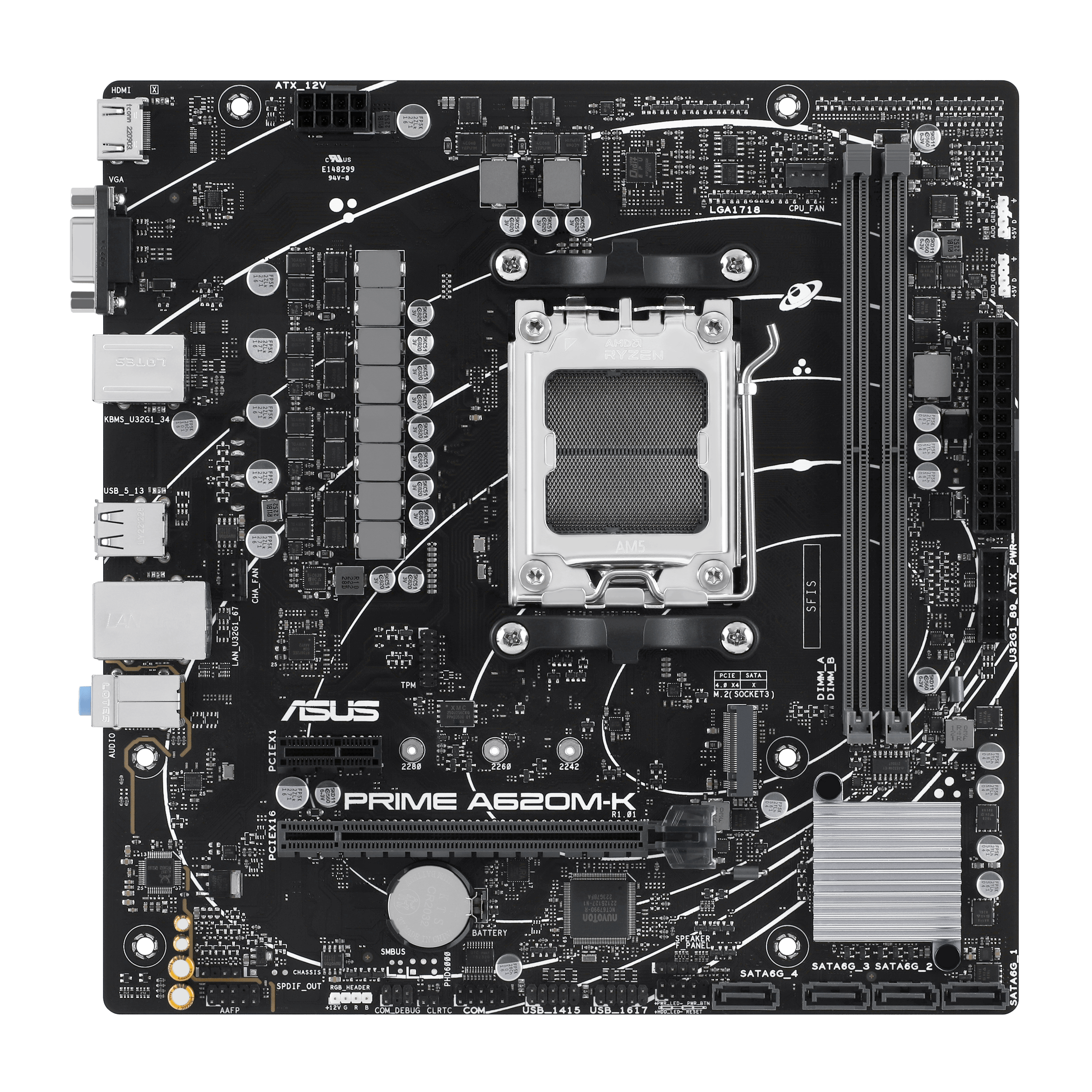 GUNMANSA ASUS Motherboard/mATX/AM5/DDR5/2xDIMM/Max.128GB/1xPCIe4x16/1xPCIe3x1/ 1xM.2/4xSATA/1xDP/1xHDMI.