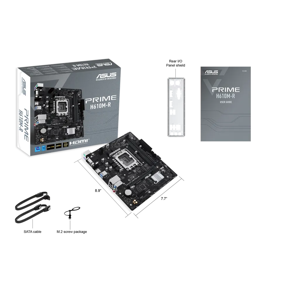 GUNMANSA ASUS Motherboard/mATX/LGA1700/2xDDR5. Max96GB/ 1xM.2/4xSATA/1xPCIe4*16/1xPCIe3*1/1xHDMI/1xVGA/ 1xDP/4xUSB