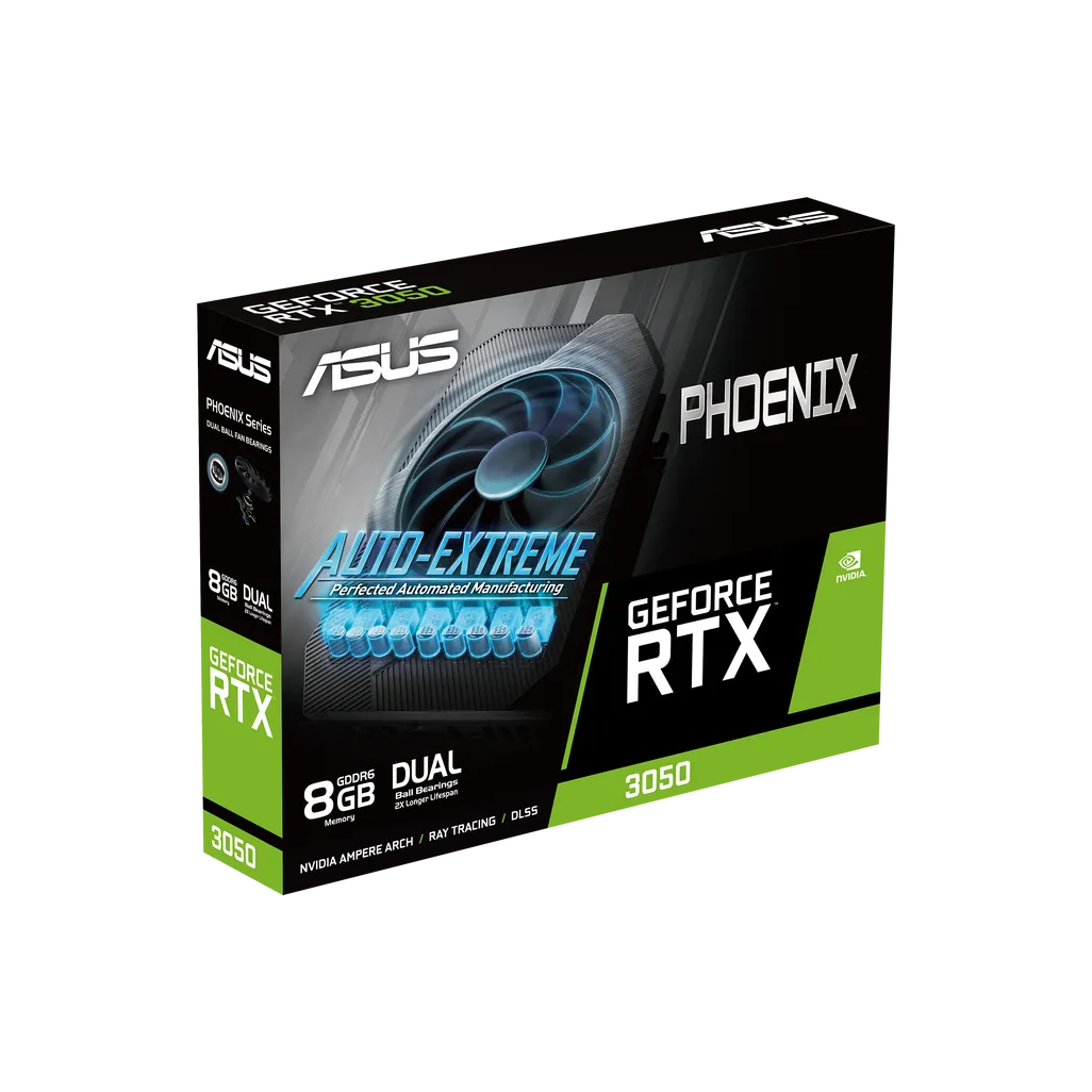 GUNMANSA ASUS Phoenix PH-RTX3050-8G-V2, GeForce RTX 3050, 8 GB, GDDR6, 128 bit, 7680 x 4320 pixels, PCI Express 4.0