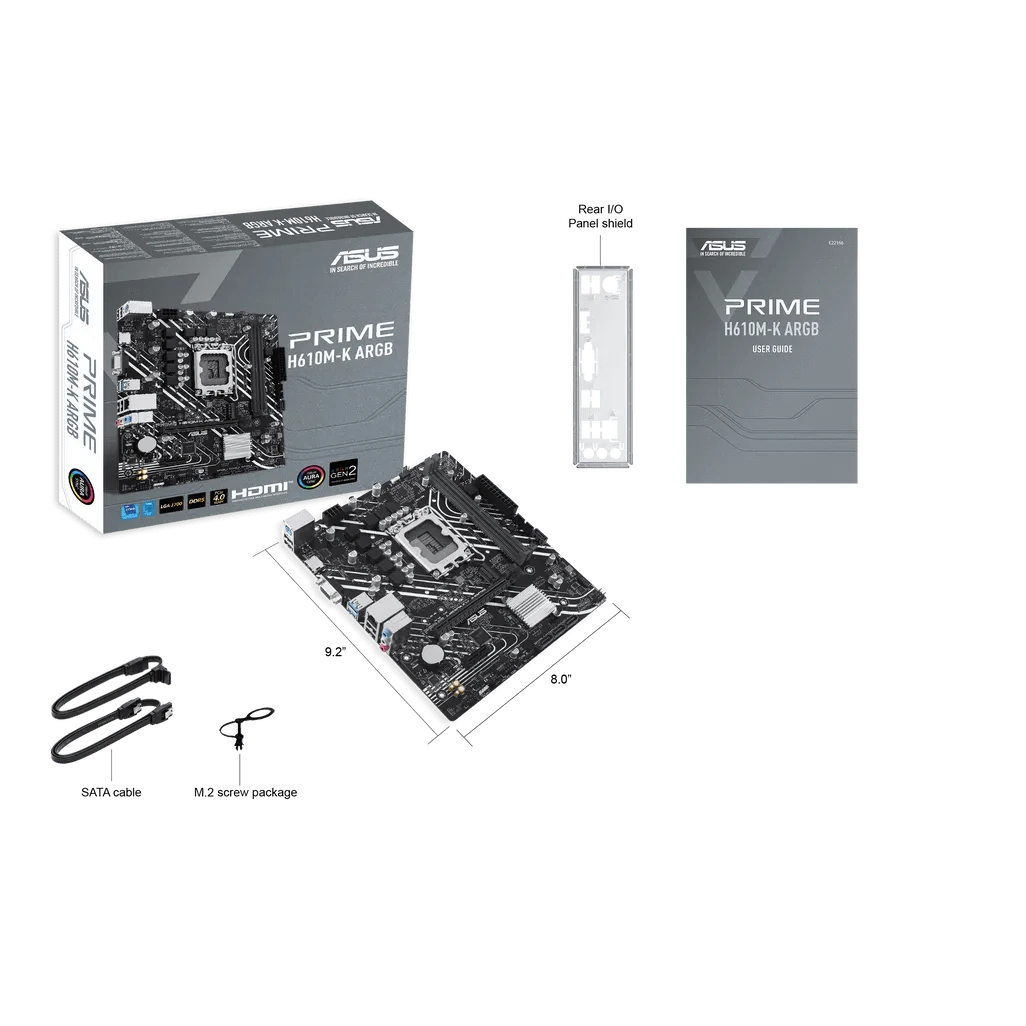 GUNMANSA ASUS PRIME H610M-K ARGB, Intel, LGA 1700, Intel® Celeron®