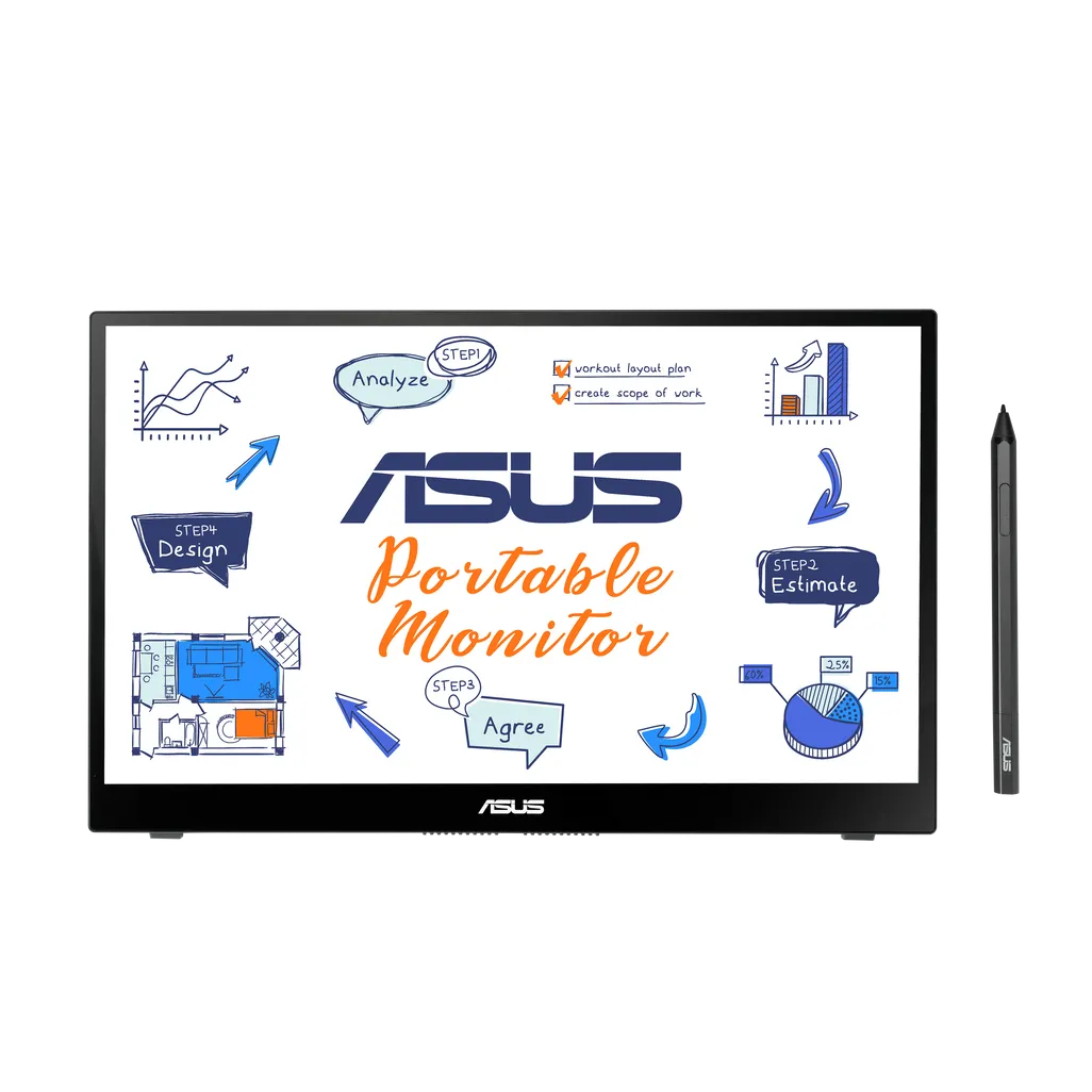 GUNMANSA ASUS ZenScreen Ink|MB14AHD portable monitor | 14'' |FHD (1920 x 1080) | IPS | 10-point touch | Stylus Pen | USB-C® | Micro HDMI
