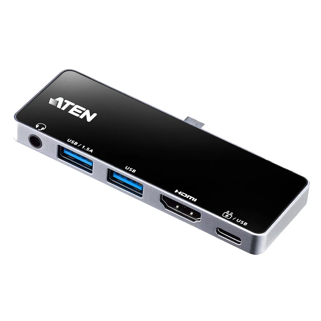 GUNMANSA ATEN Dock; USB-C 5-in-1 Travel Dock with Power Pass-Through - 1 x audio port; 2 x USB Type-A ports; 1 x HDMI; 1 x USB-C