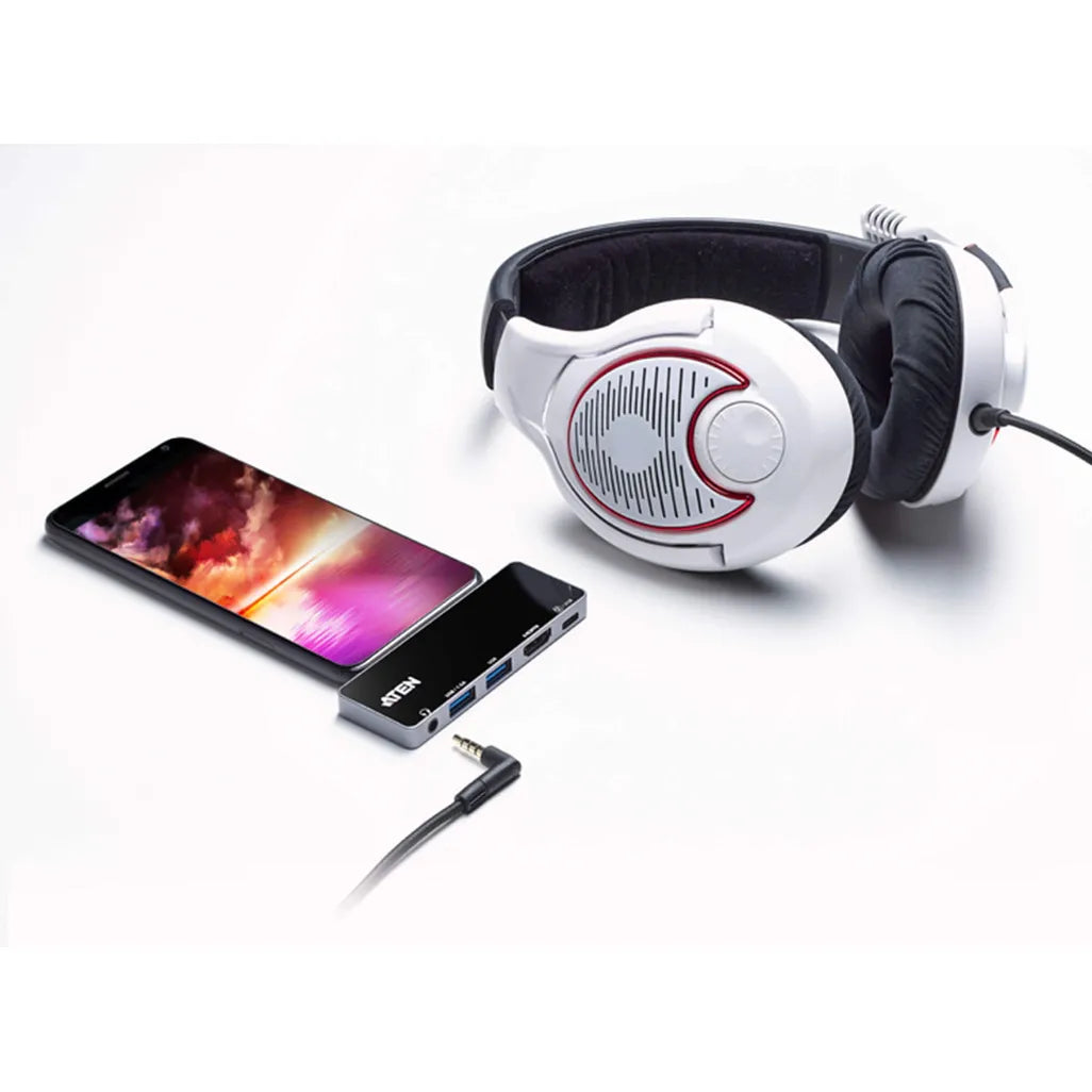 GUNMANSA ATEN Dock; USB-C 5-in-1 Travel Dock with Power Pass-Through - 1 x audio port; 2 x USB Type-A ports; 1 x HDMI; 1 x USB-C