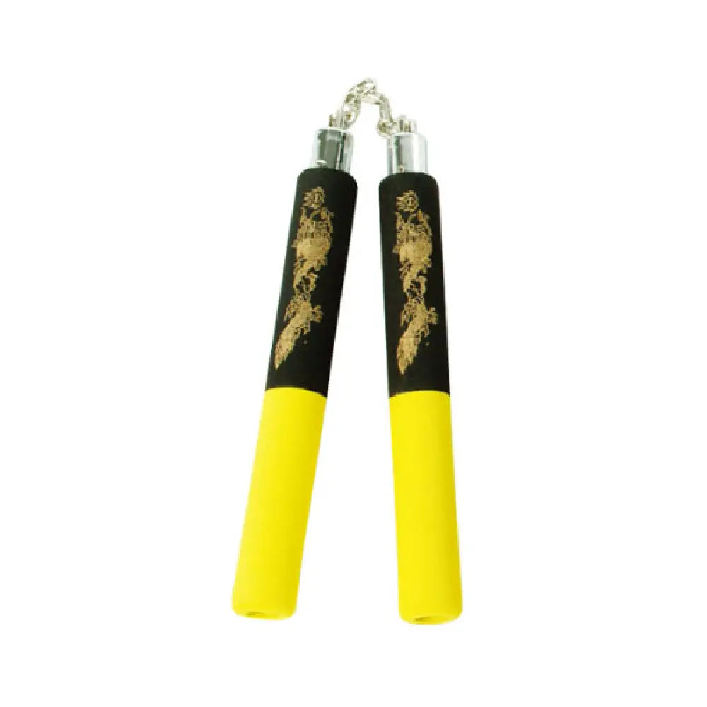GUNMANSA B.B Foam Chaku w/Dragon Yellow/Black 12" - E115A