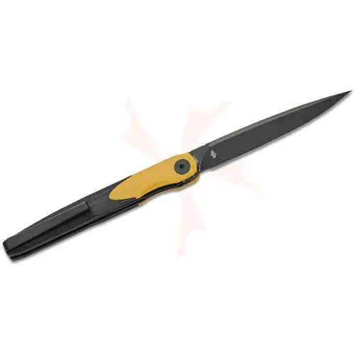 GUNMANSA BESTECH 14C28N BLACK STONEWASH G10 YELLOW&BLACK HANDLE KNIFE – BMK14F