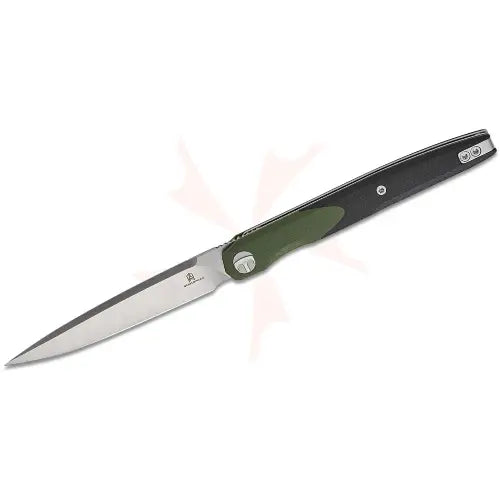 GUNMANSA BESTECH 14C28N SATIN STONEWASH G10 OD GREEN HANDLE - BMK14C