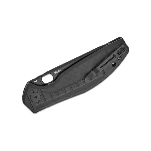 GUNMANSA BESTECH Button lock D2 BLACK PVD WITH CARBON FIBRE PATTERN G10 GREY HANDLE Knife – BMK12F-2