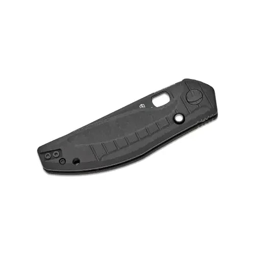 GUNMANSA BESTECH Button lock D2 BLACK PVD WITH CARBON FIBRE PATTERN G10 GREY HANDLE Knife – BMK12F-2