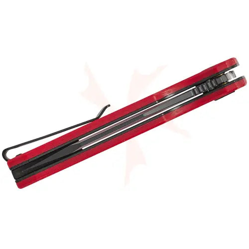 GUNMANSA BESTECH D2 BLACK PVD WITH CARBON FIBRE PATTERN RED HANDLE KNIFE – BMK11F