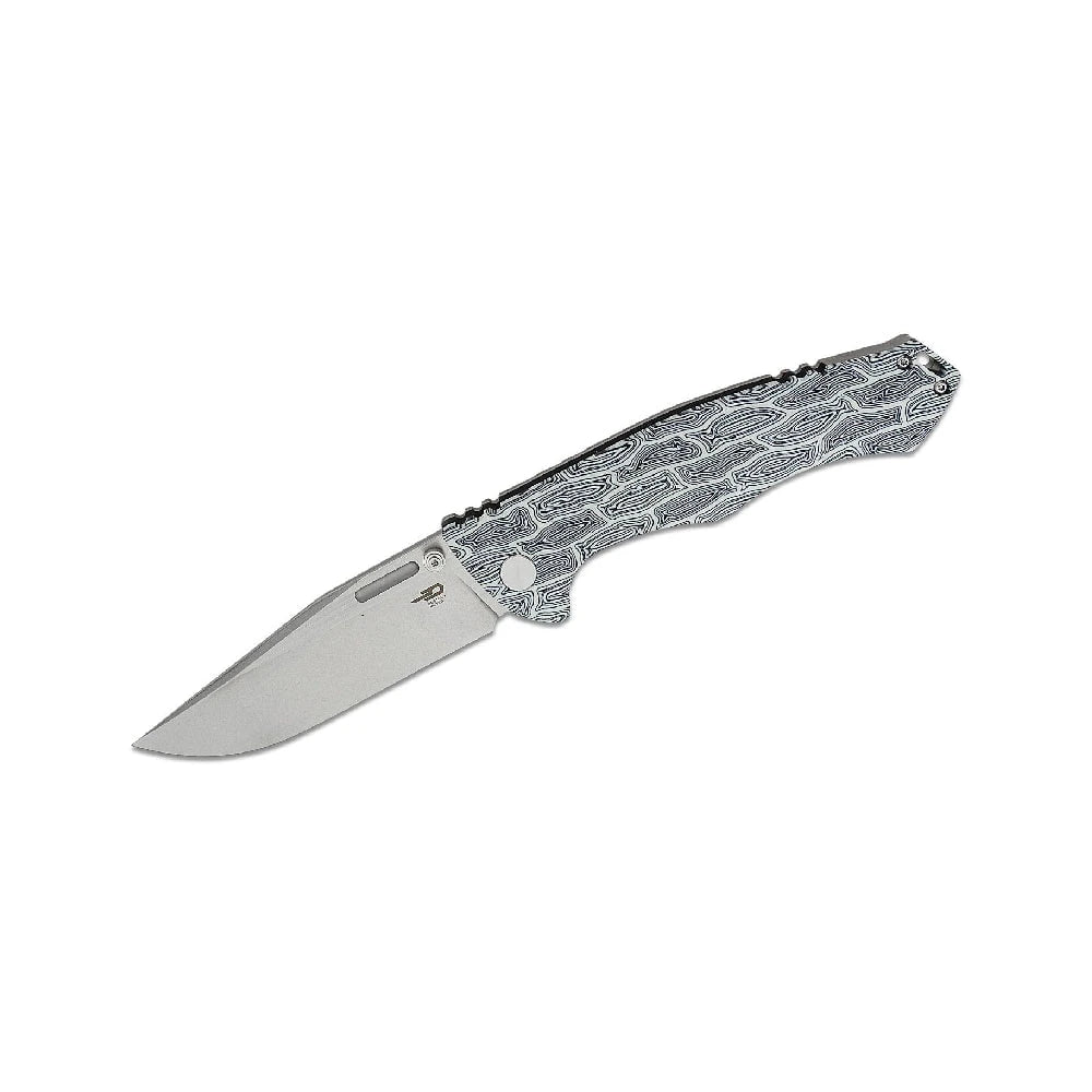 GUNMANSA BESTECH Keen II Black and White Damascus Folding Knife – BT2301C