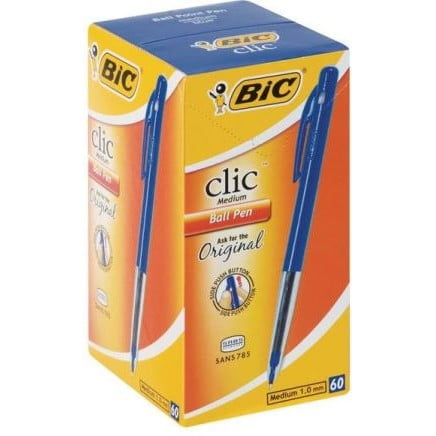 GUNMANSA Bic Clic Blue Medium Ballpoint Pens with Retractable Side