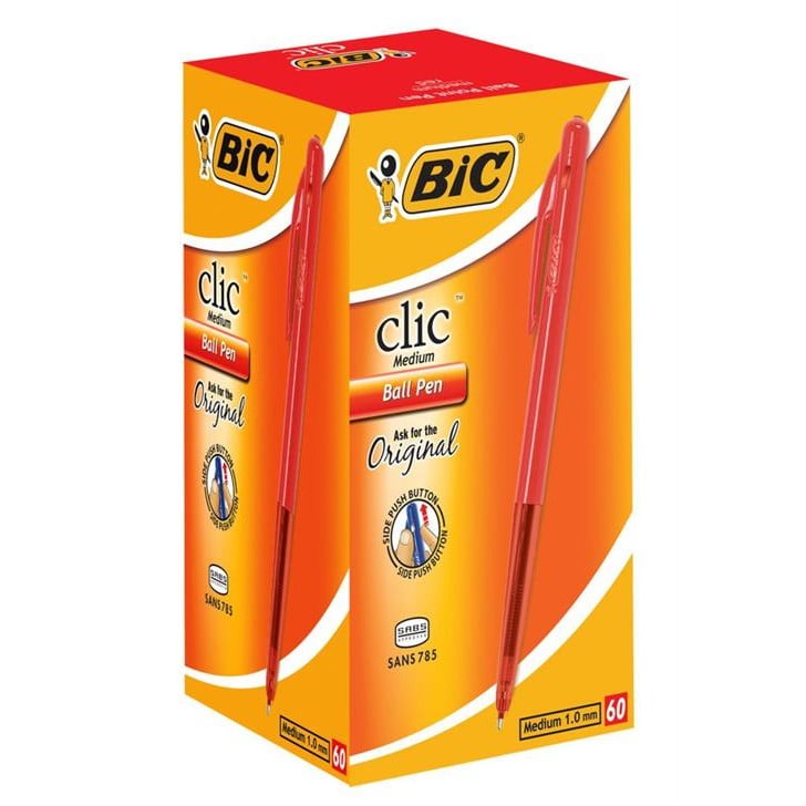 GUNMANSA Bic Clic Red Medium Ballpoint Pens with Retractable Side