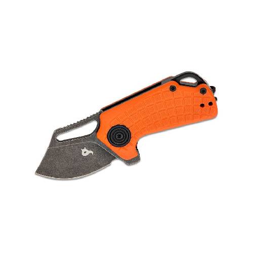 GUNMANSA Black FOX Puck Folding Knife D2 Black PTFE Stone Washed Blade - BF-761 OR