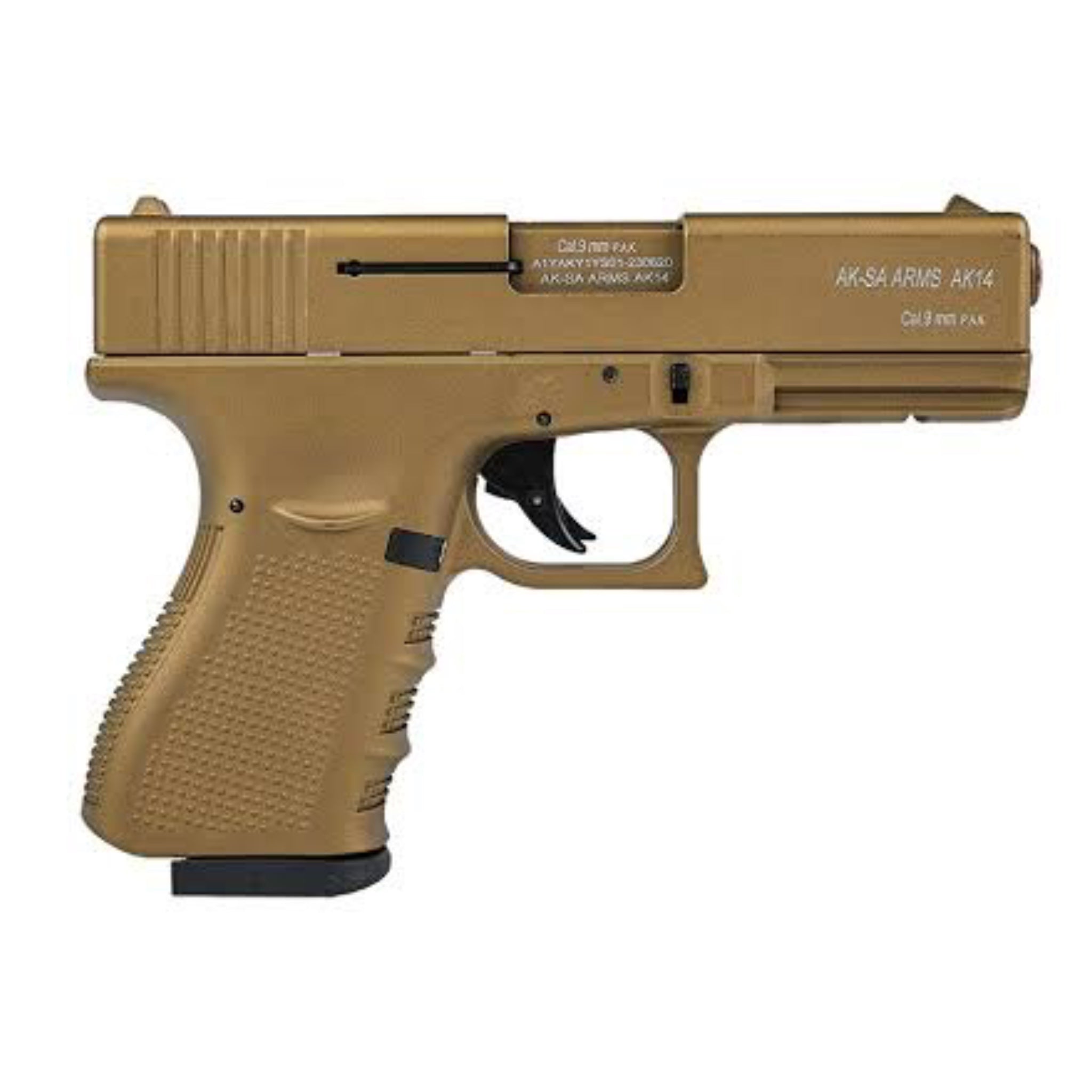 GUNMANSA BLANK GUN AKSA AK14 Glock 19 Gold Blank/Pepper Gun (Semi Auto|14+1|9mm Pak) - GSA