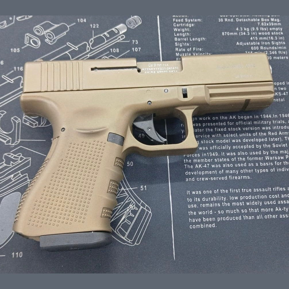 GUNMANSA BLANK GUN AKSA AK14 Glock 19 Gold Blank/Pepper Gun (Semi Auto|14+1|9mm Pak) - GSA