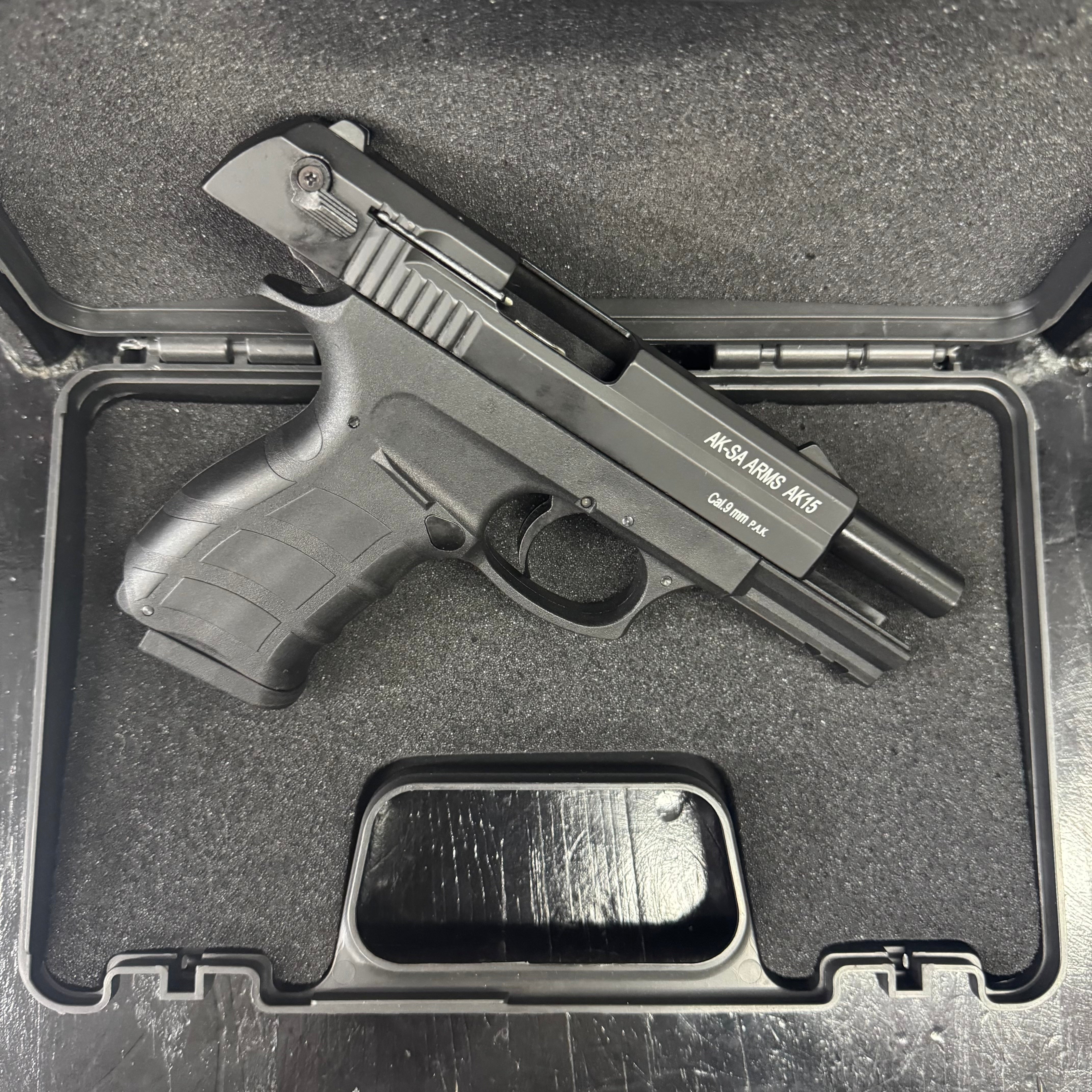 GUNMANSA BLANK GUN AKSA AK15-K8 Black Blank/Pepper Gun (Semi Auto|14+1|9mm PAK)