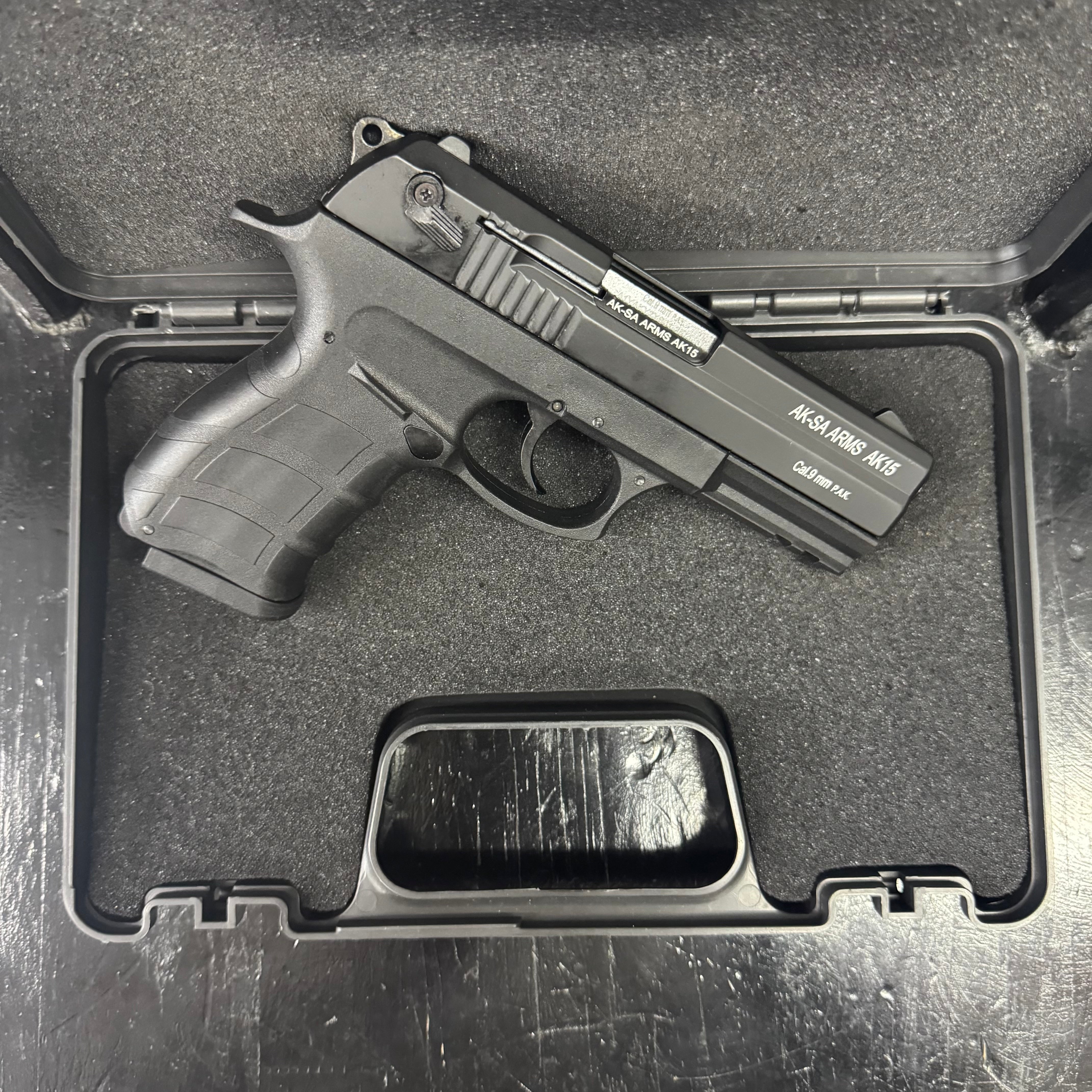 GUNMANSA BLANK GUN AKSA AK15-K8 Black Blank/Pepper Gun (Semi Auto|14+1|9mm PAK)