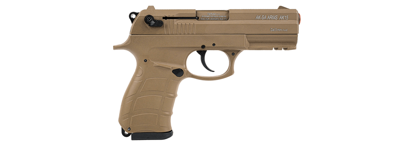 GUNMANSA BLANK GUN AKSA AK15-K8 TAN Blank/Pepper Gun (Semi Auto/14+1/9mm PAK)