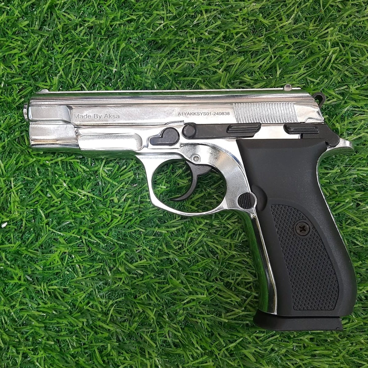 GUNMANSA BLANK GUN AKSA K20 Chrome Blank/Pepper Gun (Semi Auto/14+1/9mm PAK)