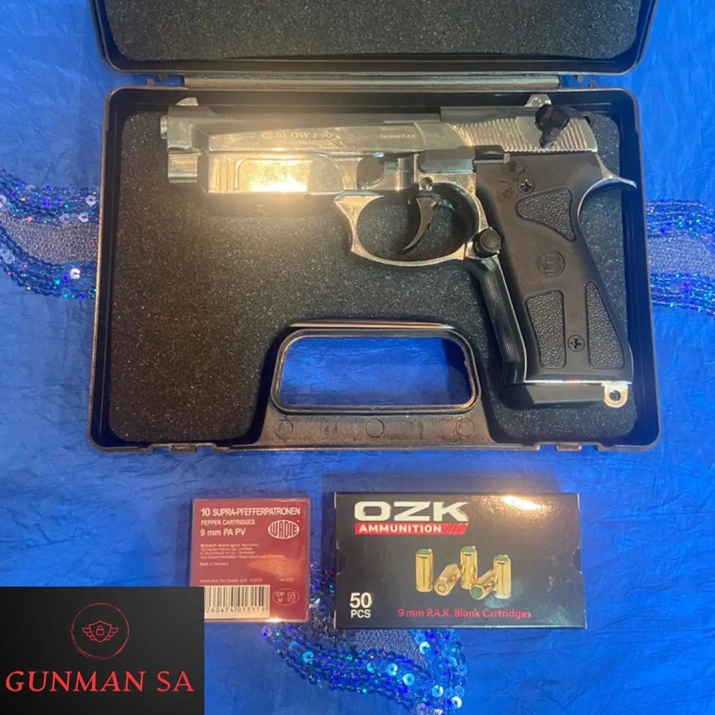 GUNMANSA BLANK GUN BLOW F90 CHROME BLANK/PEPPER BLANK GUN LIMITED EDITION