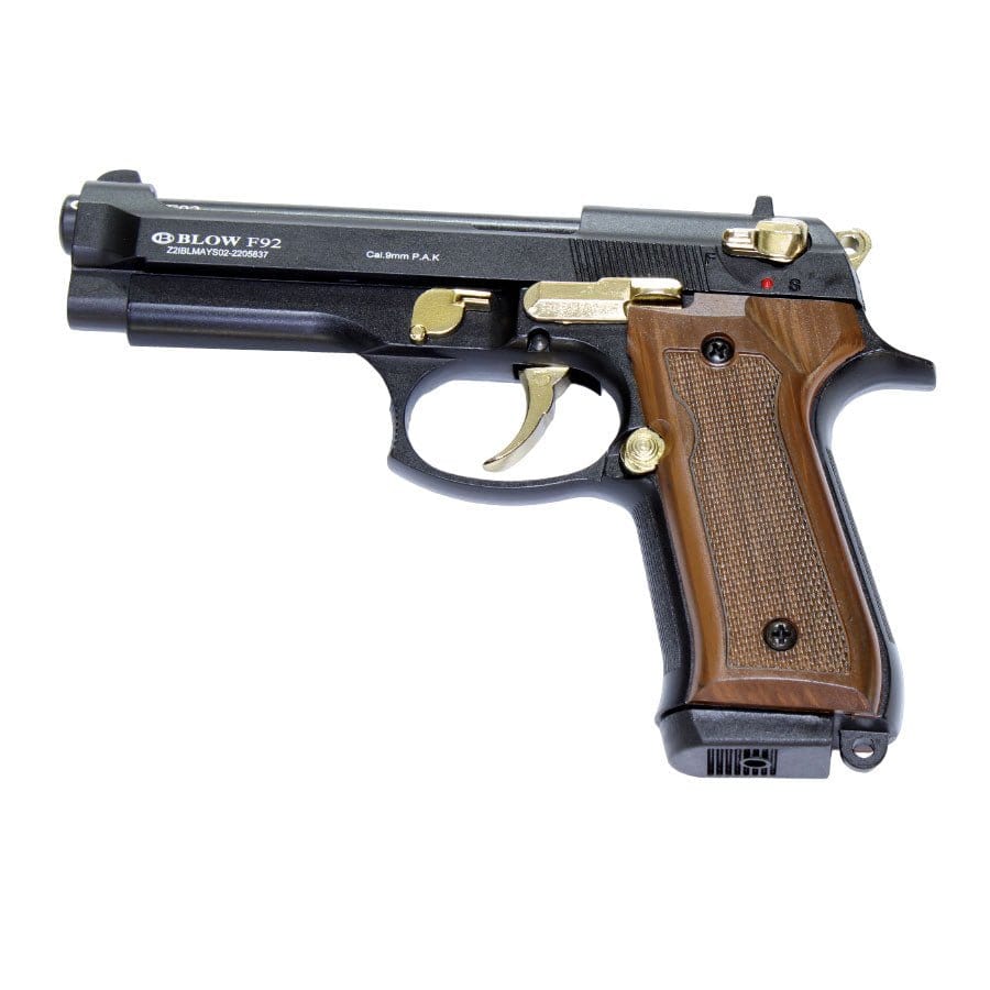 GUNMANSA BLANK GUN BLOW F92 BLACK AND GOLD BLANK/PEPPER GUN