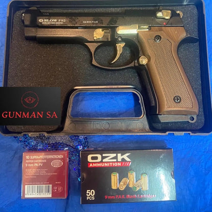 GUNMANSA BLANK GUN BLOW F92 BLACK AND GOLD BLANK/PEPPER GUN