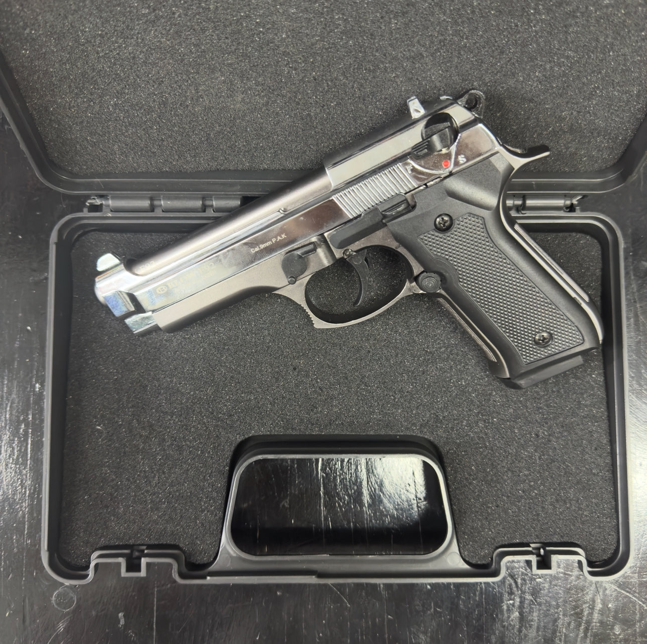GUNMANSA BLANK GUN Blow F92 Shiny Chrome Blank/Pepper Gun (Semi Auto|15+1|9mm PAK)