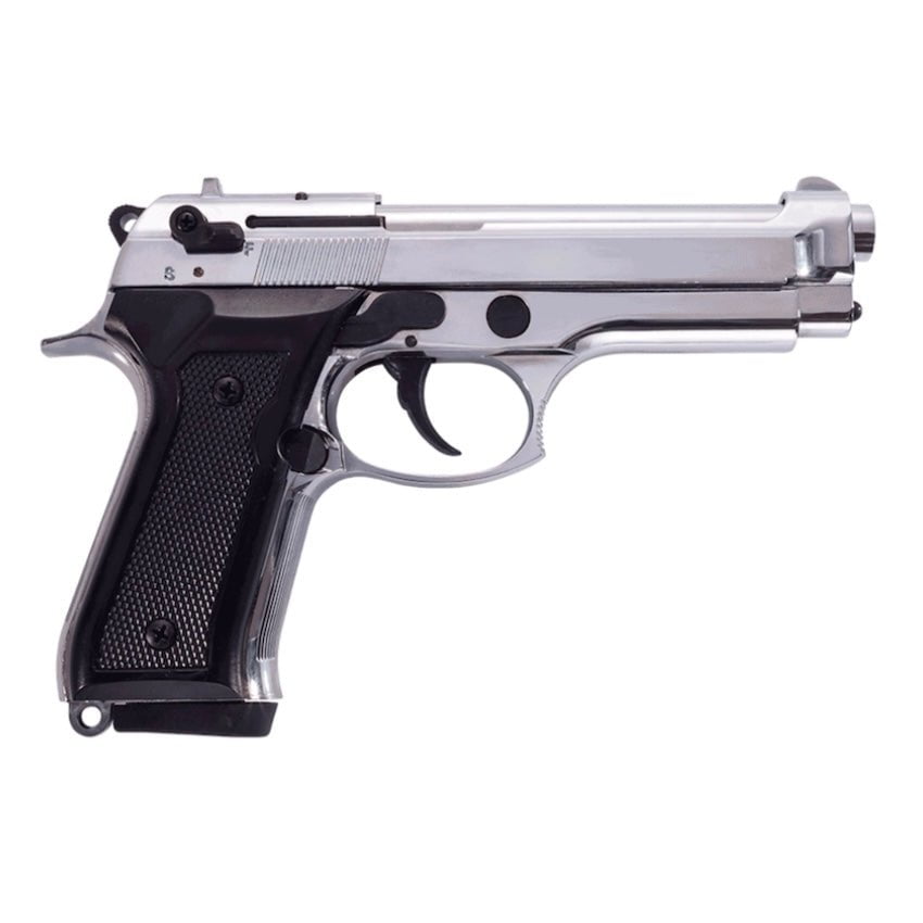 GUNMANSA BLANK GUN Blow F92 Shiny Chrome Blank/Pepper Gun (Semi Auto/15+1/9mm PAK) - GSA