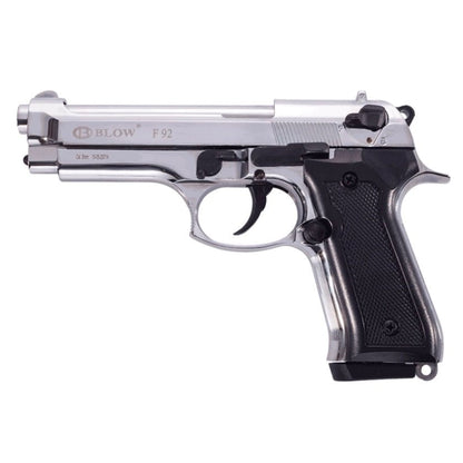 GUNMANSA BLANK GUN Blow F92 Shiny Chrome Blank/Pepper Gun (Semi Auto/15+1/9mm PAK) - GSA