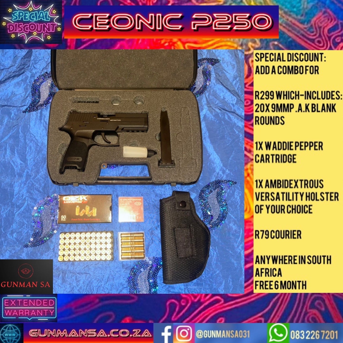 GUNMANSA BLANK GUN CEONIC P250 BLANK/PEPPER GUN