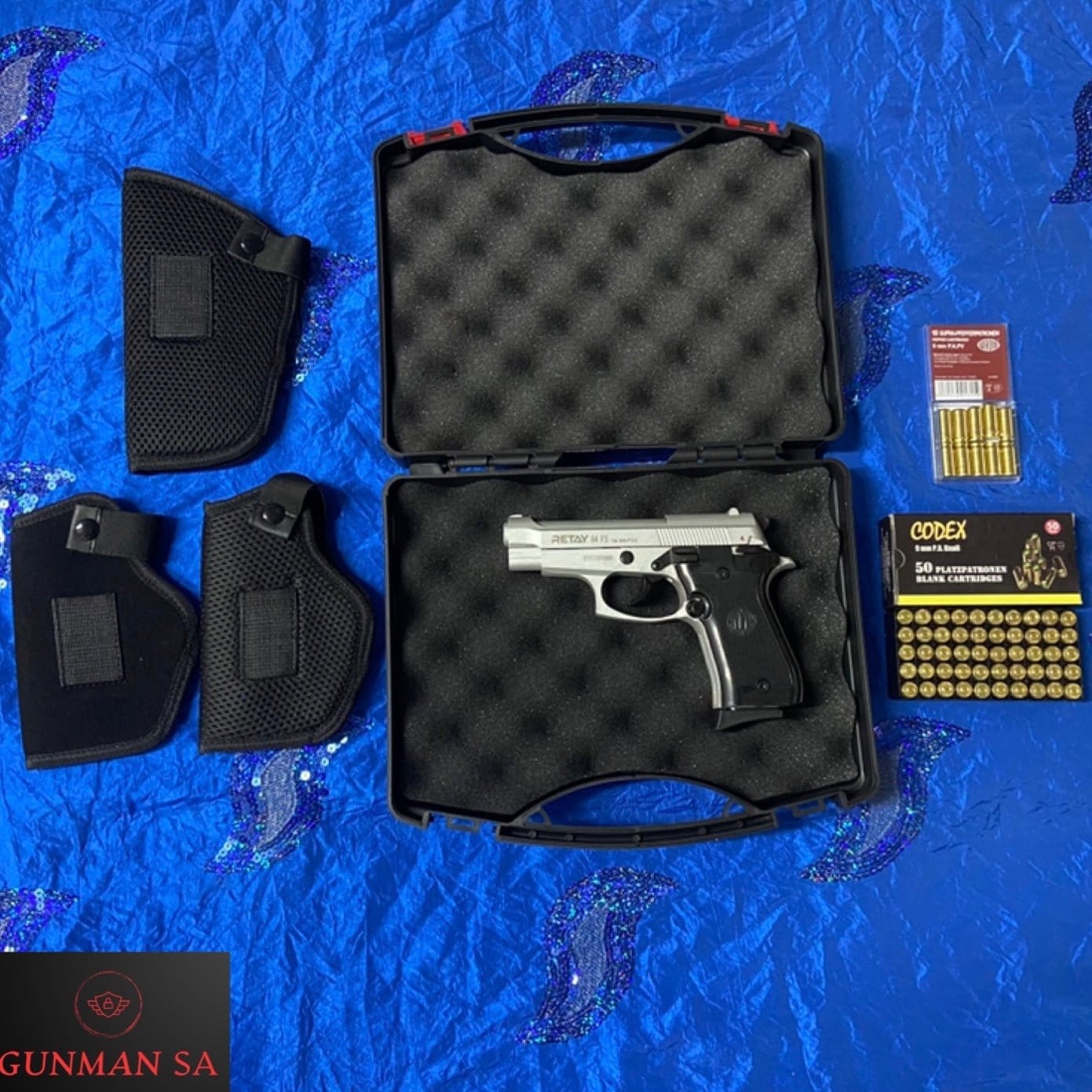 GUNMANSA BLANK GUN RETAY 84 FS MAT CHROME BLANK/PEPPER GUN