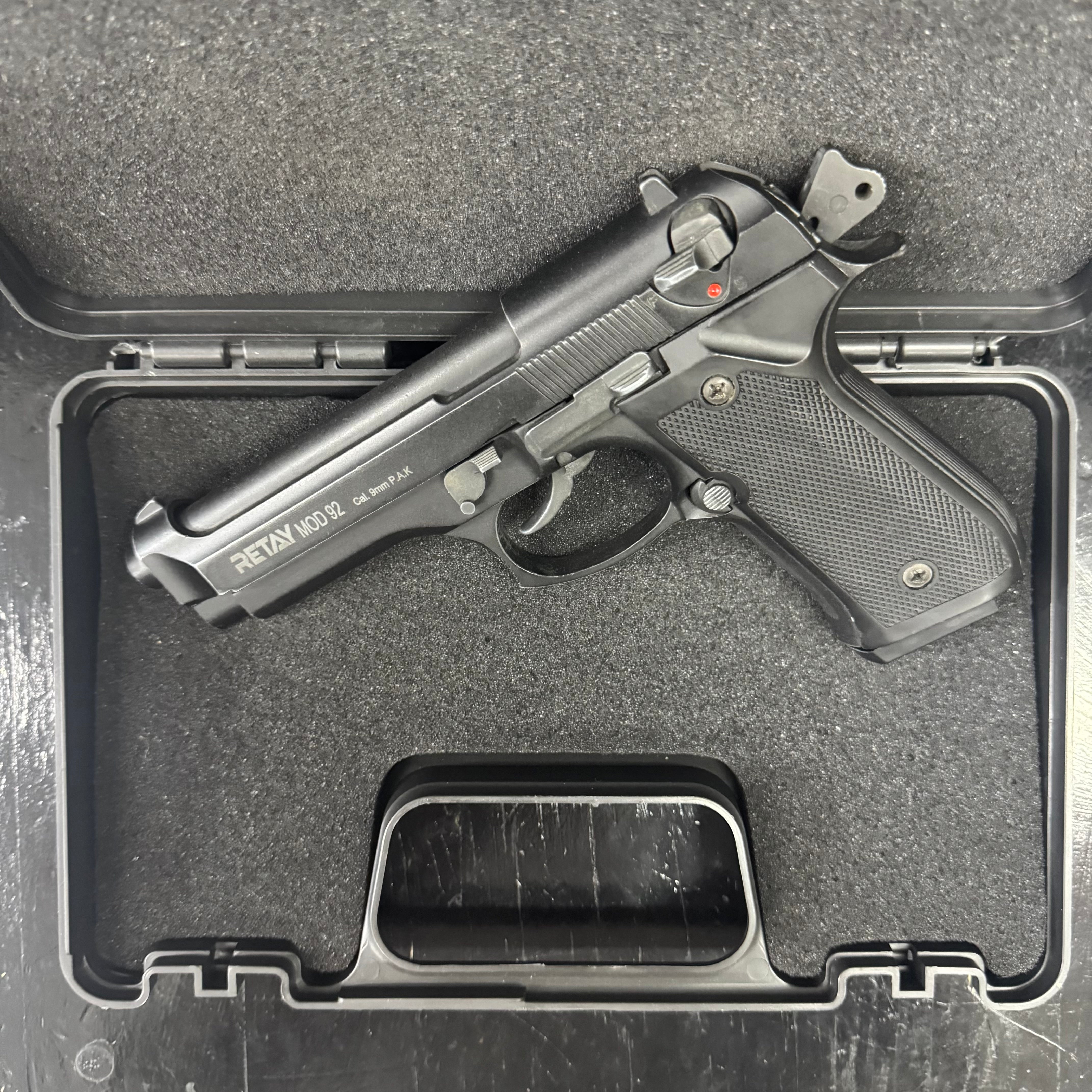 GUNMANSA BLANK GUN Retay Mod 92 Black Blank/Pepper Gun (Semi Auto|15+1|9mm PAK) - GSA