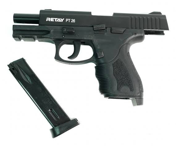 GUNMANSA BLANK GUN Retay PT26 Black Blank/Pepper Gun (Full-Semi Auto/14+1/9mm PAK)