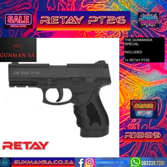 GUNMANSA BLANK GUN RETAY PT26 FULL AUTO BLACK BLANK/PEPPER GUN - GSA SPECIAL