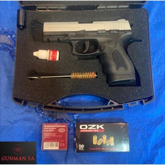 GUNMANSA BLANK GUN RETAY PT26 FULL AUTO MAT CHROME BLANK/PEPPER GUN