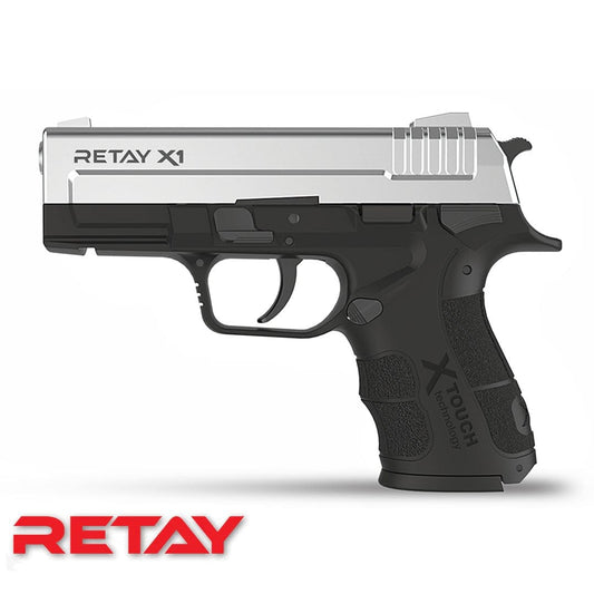 GUNMANSA BLANK GUN RETAY X1 MAT CHROME BLACK BLANK/PEPPER GUN