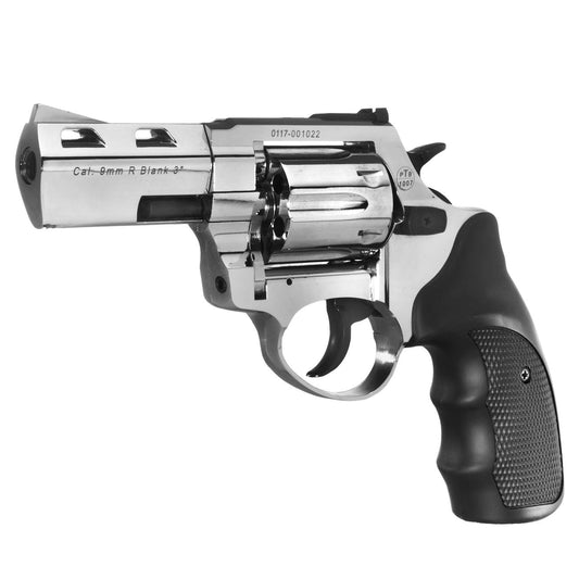 GUNMANSA BLANK GUN ZORAKI R2 3" REVOLVER SHINY CHROME BLANK/PEPPER GUN