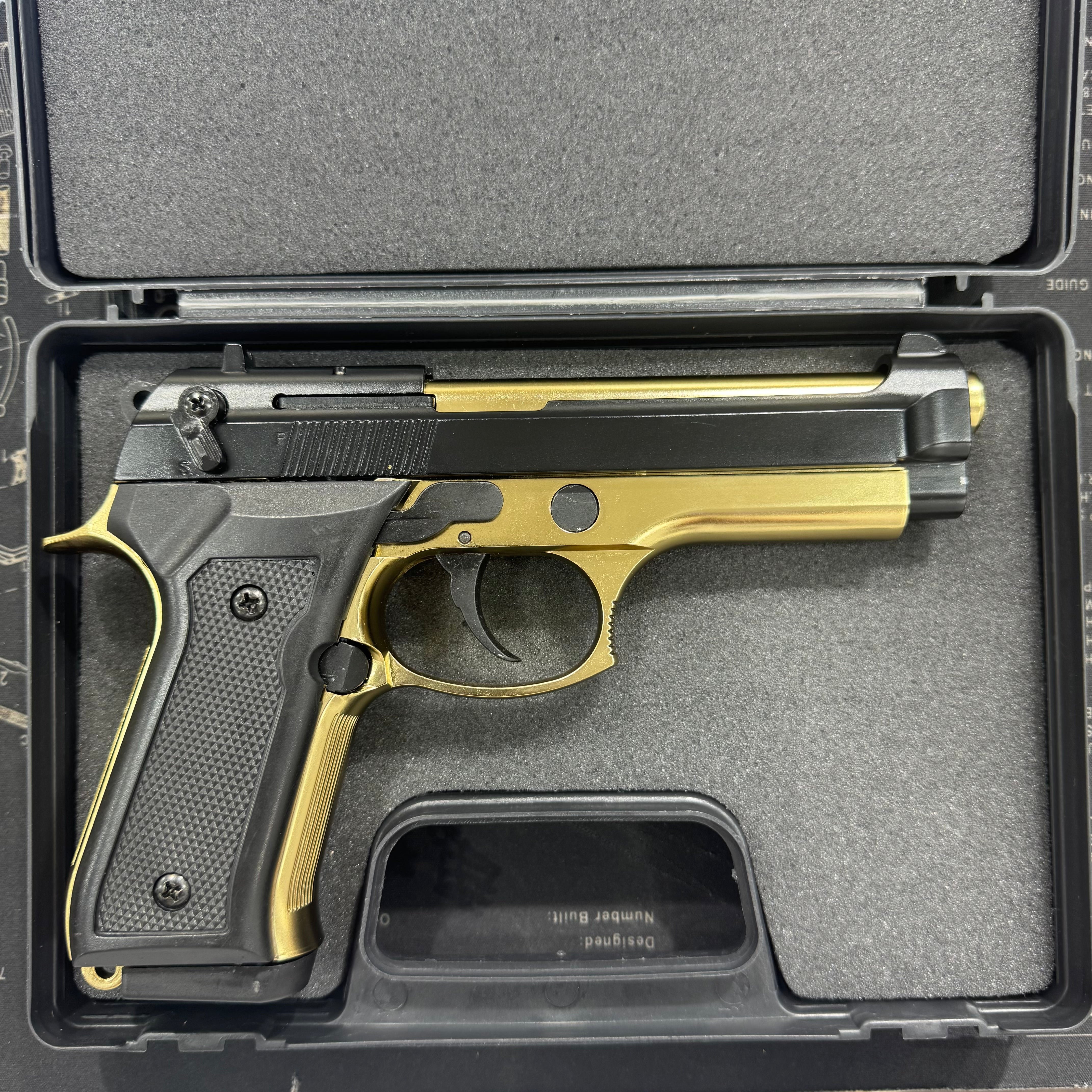 GUNMANSA Blow F92 Gold|Black Blank/Pepper Gun (Semi Auto|15+1|9mm PAK)