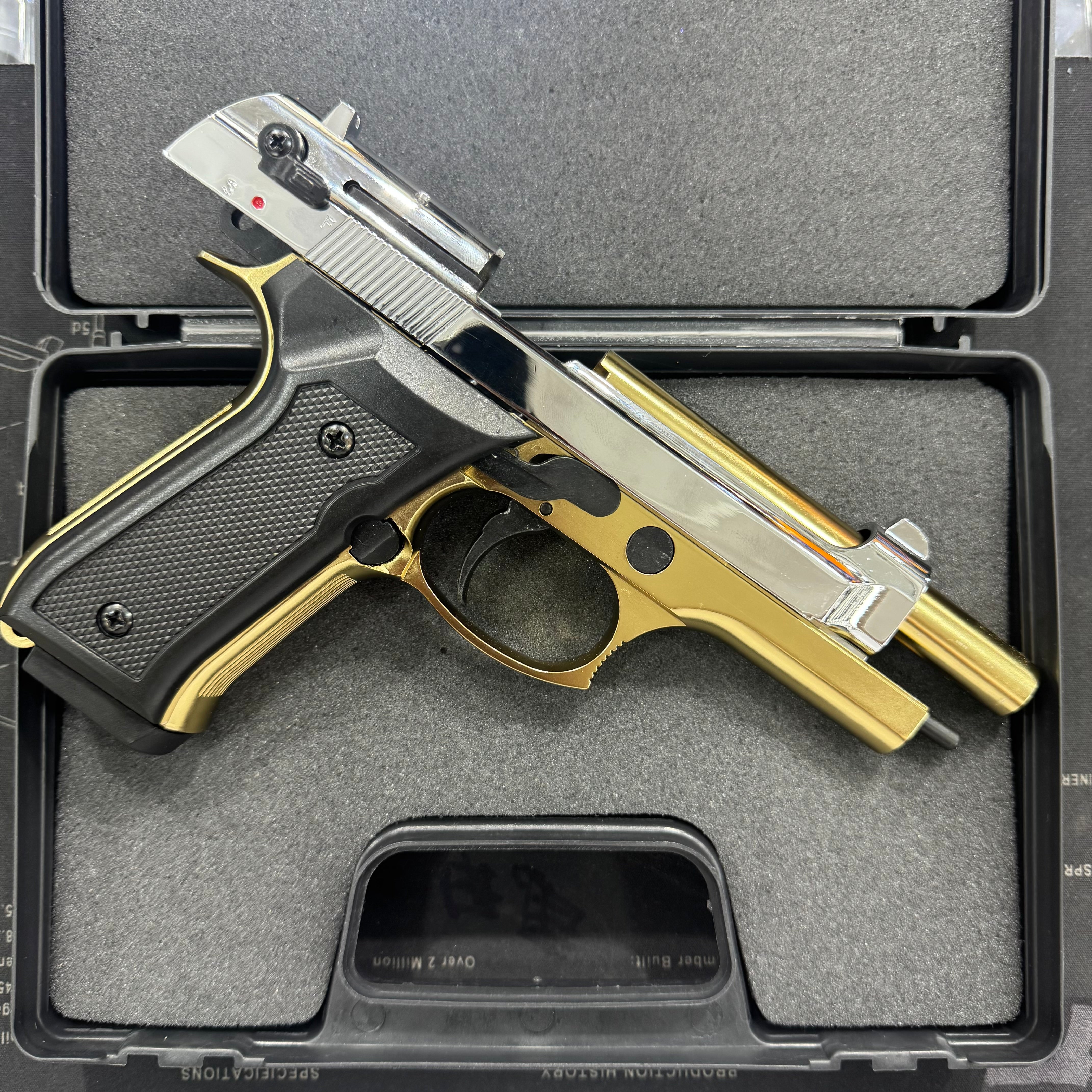 GUNMANSA Blow F92 Gold|Shiny Chrome Blank/Pepper Gun (Semi Auto|15+1|9mm PAK)