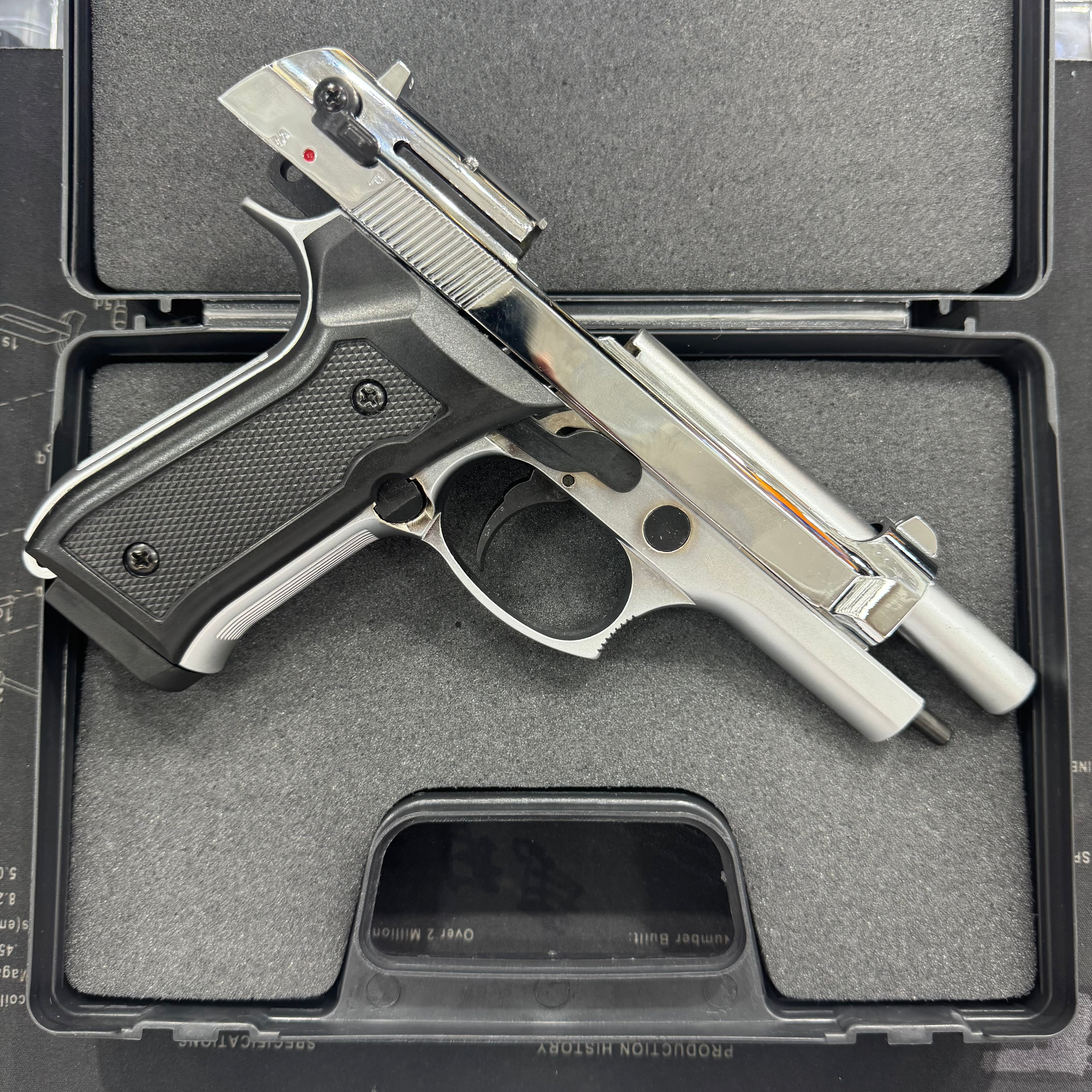 GUNMANSA Blow F92 Mat Chrome|Shiny Chrome Blank/Pepper Gun (Semi Auto|15+1|9mm PAK)