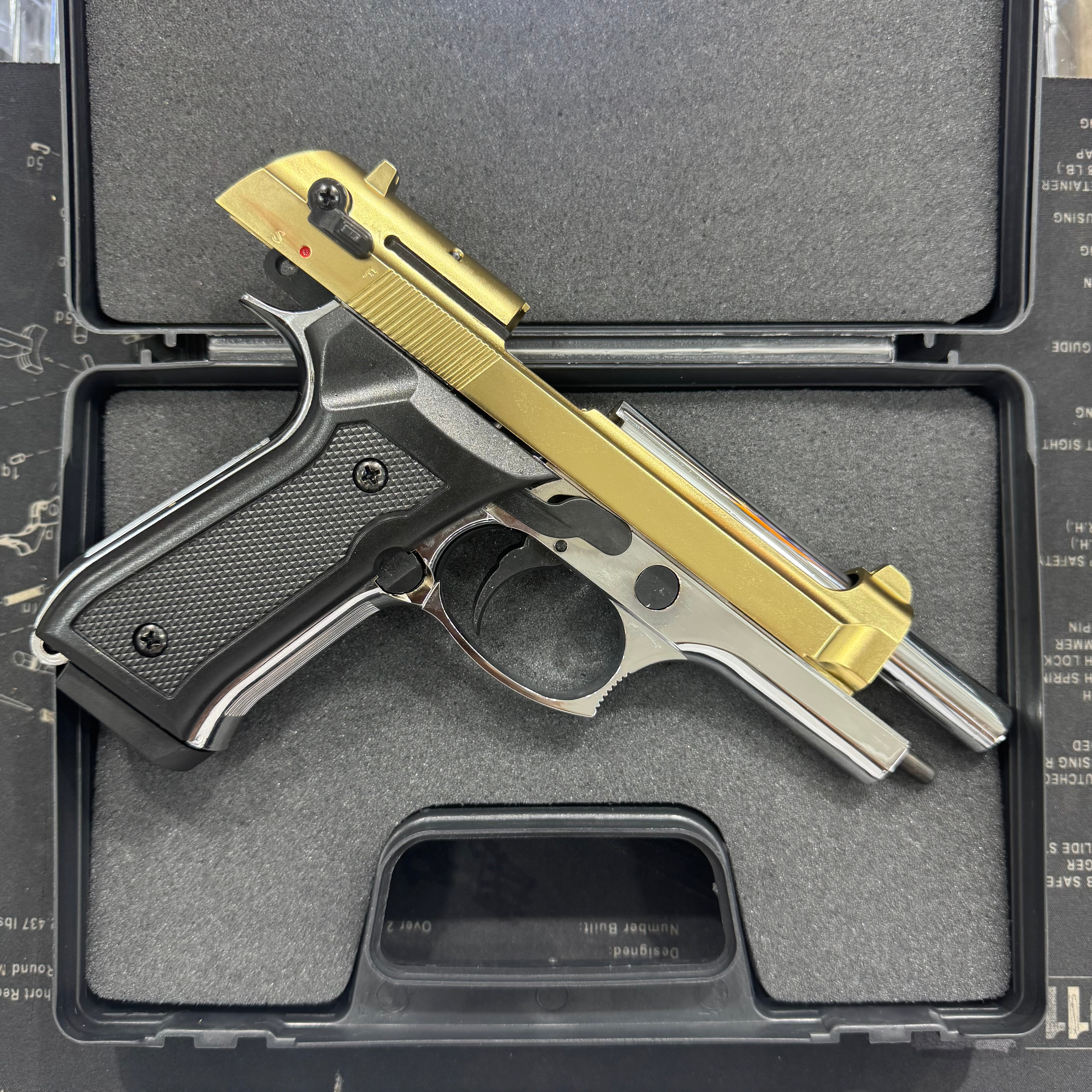 GUNMANSA Blow F92 Shiny Chrome|Gold Blank/Pepper Gun (Semi Auto|15+1|9mm PAK)